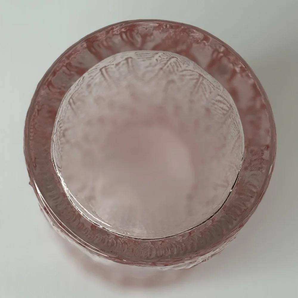 Lifestyle Products Pink Embossed Glass Container Jar With Lid